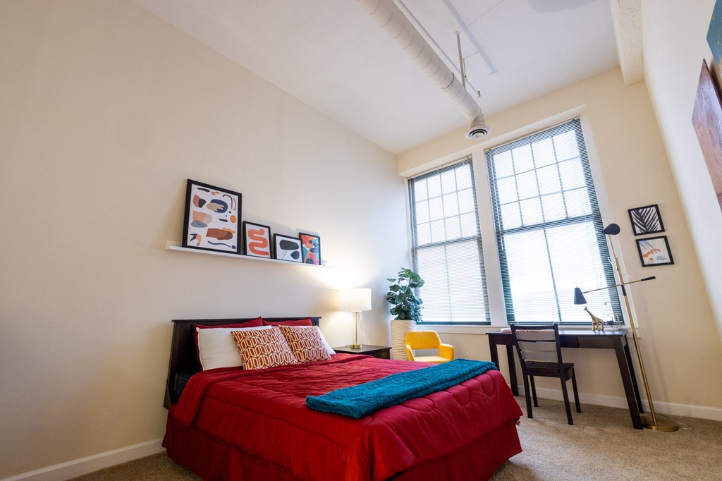 Gorgeous Bedroom at Harness Factory Lofts and Apartments, Indianapolis, Indiana