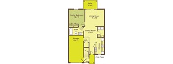 One Bedroom Apartment FloorPlan at Heritage Trail Apartments, Terre Haute, IN