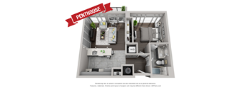 1 bed 1 bath Z Irvington Floor Plan  at CityWay Apartments, Indianapolis, Indiana