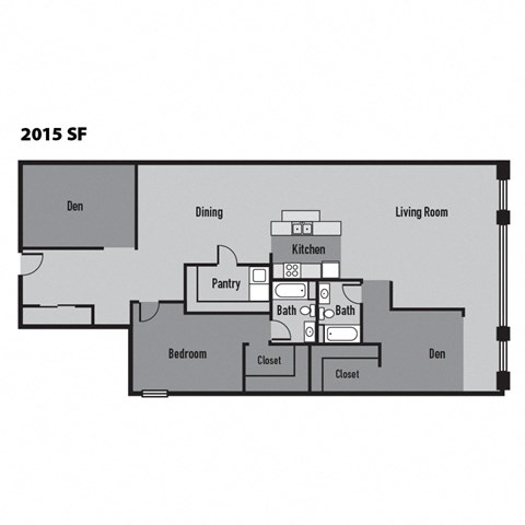 Two Bedroom B with Den Floor Plan at Janus Lofts, Indiana, 46225