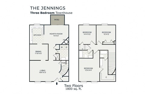 Jennings Floor Plan at Governor Square Apartments, Indiana