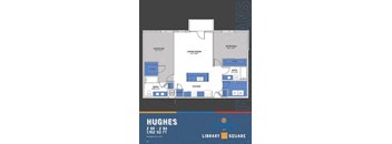 Hughes 2 Bed 2 Bath Floor Plan at The Congress at Library Square, Indianapolis, IN, Indiana, 46204