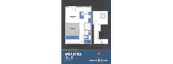 Wharton 1 Bed Floor Plan at The Congress at Library Square, Indianapolis, IN, Indiana