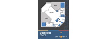 Vonnegut 2 Bed 2 Bath Floor Plan at The Congress at Library Square, Indianapolis, IN