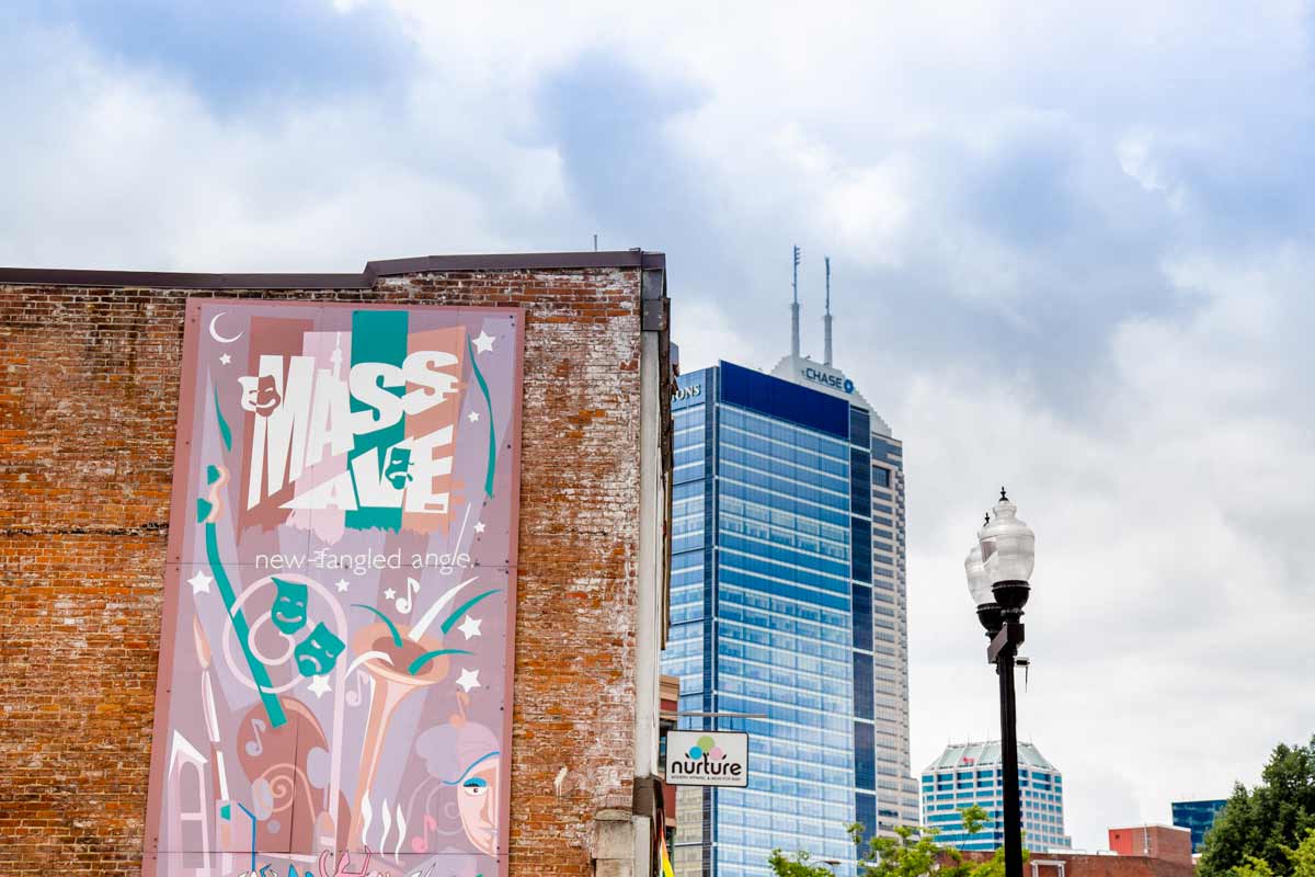 Street view of the neighborhood at Lockerbie Court on Mass Ave, Indianapolis, 46204