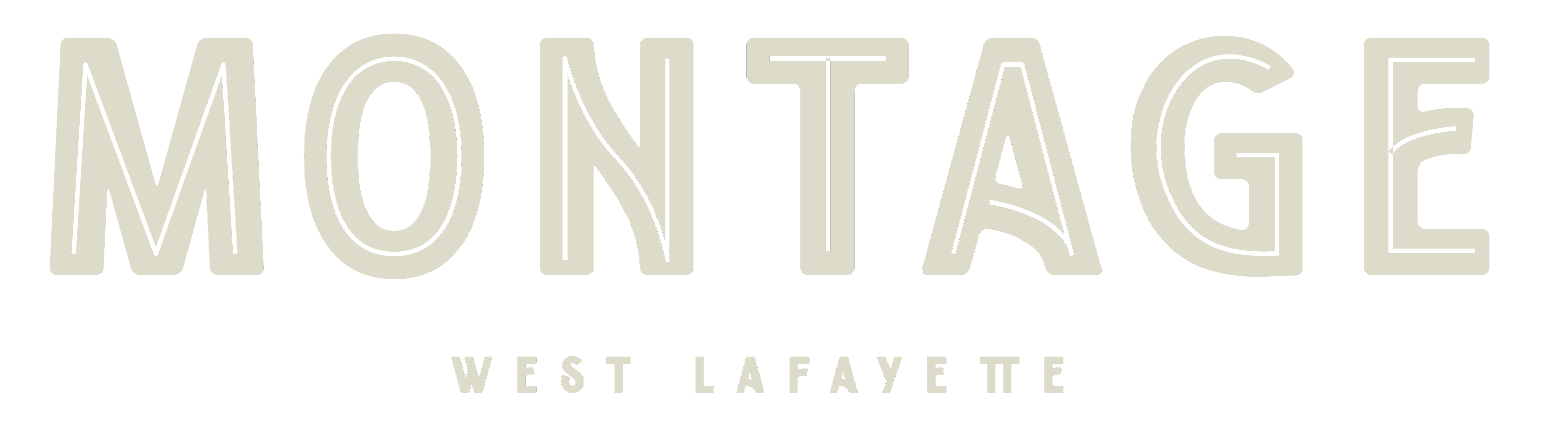 Montage West Lafayette apartment community logo in ivory.