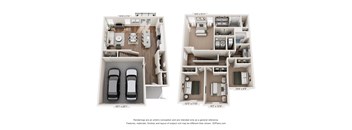 Haven plan at Mural Lewis Center – modern two-story layout ideal for families seeking rental homes in Lewis Center, OH.