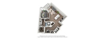 this is a 3d floor plan of a 757 square foot 1 bedroom apartment at the