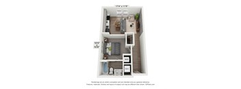 a floor plan of a 1 bedroom apartment