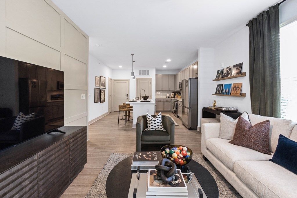 a living room with a couch and a coffee table