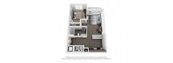 a 1 bedroom floor plan  sierra  2100 sq ft at The Century at Purdue Research Park-Student, Indiana
