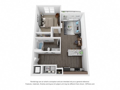 a 1 bedroom floor plan  sierra  2100 sq ft at The Century at Purdue Research Park-Student, Indiana