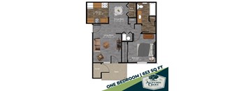 One Bedroom Floor Plan at Autumn Oaks, New Castle, IN