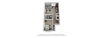1 Bedroom DA4 Floor Plan at The Foundry, South Bend