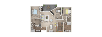 Three Bedroom Palms floor plan at Altitude Blue Ash in Blue Ash, OH