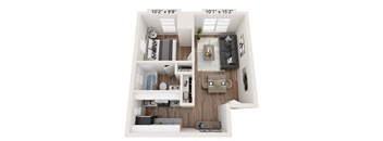 B Floor Plan at Pershing Place, Indianapolis, 46222