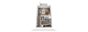 Modern studio floor plan at Plat 10 Living Windsor CO with flexible living space and sleek finishes.