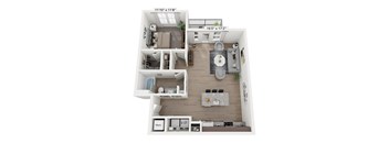 a floor plan of a 1 bedroom apartment at Plat 4 at Research Triangle in Durham, NC