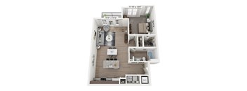 a floor plan of a 1 bedroom apartment at Plat 4 at Research Triangle in Durham, NC