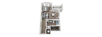 a floor plan of a 1 bedroom apartment at Plat 4 at Research Triangle in Durham, NC