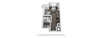 a 3 bedroom floor plan with a bathroom and a balcony at The Century at Purdue Research Park-Student, West Lafayette, 47906