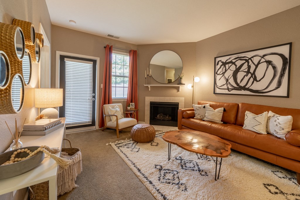 Fireplace in living room at The Reserve at Williams Glen Apartments, 2201 Williams Glen Blvd, Indiana