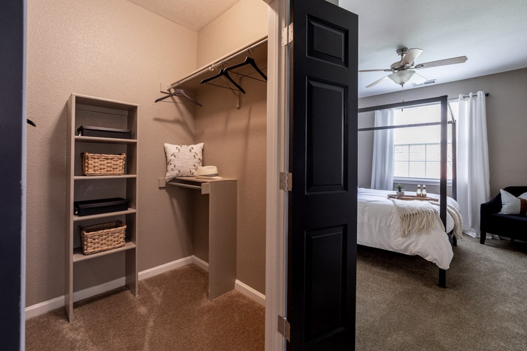 Closet attached to bedroom at The Reserve at Williams Glen Apartments, 2201 Williams Glen Blvd, Zionsville