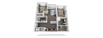 a 1 bedroom floor plan  sierra  2100 sq ft at The Century at Purdue Research Park-Student, West Lafayette, IN