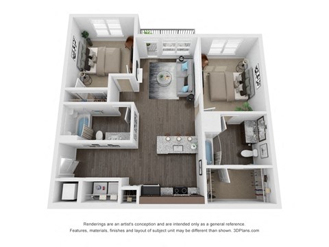 a 1 bedroom floor plan  sierra  2100 sq ft at The Century at Purdue Research Park-Student, West Lafayette, IN