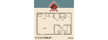 STUDIO 343 Floor Plan at Monon Living, Indianapolis, IN, 46220