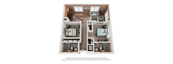 2 Bedroom Sparks Floor Plan at The Foundry, Indiana