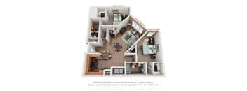 2 Bed B2D Floor Plan at The Foundry, South Bend, IN