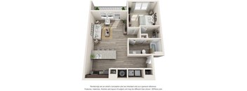 1 bedroom 1 bathroom Granite Floorplan Image at Whetstone Flats, Nashville, 37211, 844 Sq. Ft.