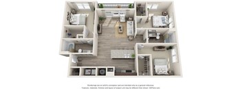 3 bedroom 2 bathroom Gypsum Floorplan Image at Whetstone Flats, Nashville, Tennessee, 1435 Sq. Ft.