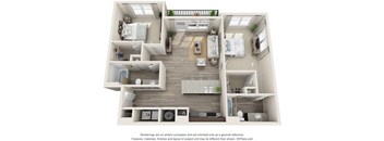 2 bedroom 2 bathroom Sandstone Floorplan Image at Whetstone Flats, Tennessee, 1185 Sq. Ft.