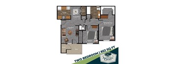 Two Bedroom Floor Plan at Autumn Oaks, New Castle, 47362