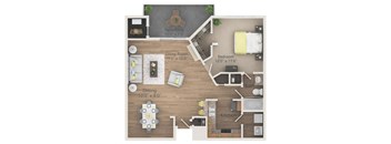 Taragold 1 bedroom floor plan at Altitude Blue Ash Apartments in Blue Ash, OH