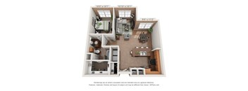 bedroom floor plan an open concept living room and kitchen with a large pantry and a balcony