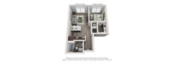 a 1 bedroom floor plan at the villas at houston levee west apartments in cord