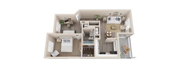 Cottonwood floor plan, 815 Sq. Ft. at The Winds at Poplar Creek, IL, 60194