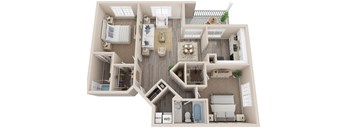 Poplar floor plan, 1070 Sq. Ft. at The Winds at Poplar Creek, Schaumburg, IL