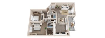 Sequoia floor plan, 965 Sq. Ft. at The Winds at Poplar Creek, 1900 Windsong Drive, Schaumburg