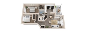 Tamarak floor plan, 850 Sq. Ft. at The Winds at Poplar Creek, 1900 Windsong Drive, IL