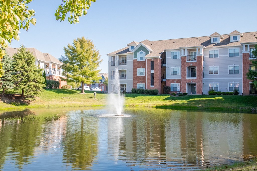 Beautiful Lake with Fountain at The Village on Spring Mill, Carmel, IN 46032