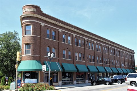 Street view with parking at The Argyle on Mass Ave, Indiana, 46202