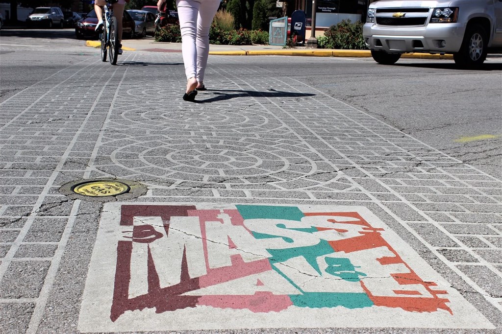 Road Print Picture in the street at The Argyle on Mass Ave, Indianapolis