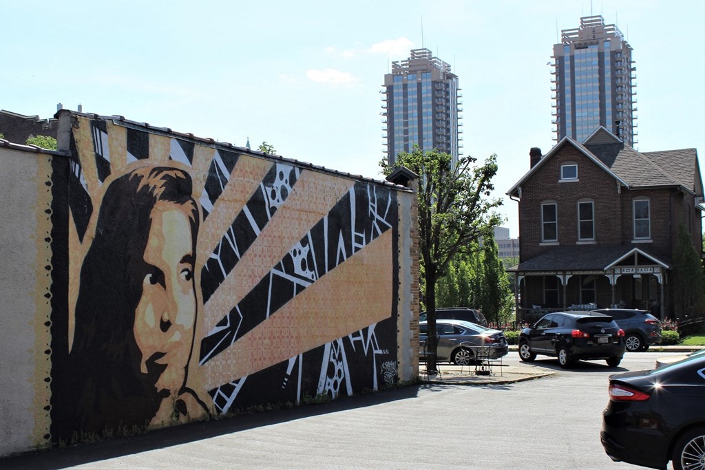Wall art view and the apartment at The Argyle on Mass Ave, Indianapolis, IN, 46202