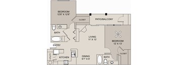 a floor plan of a home at Center Point Apartments, Indianapolis, 46214