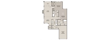 a floor plan of a two bedroom apartment with a garage and a balcony