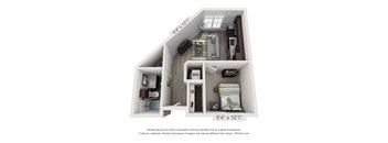 One Bed Weatherbee Floor Plan at The Foundry, South Bend, IN
